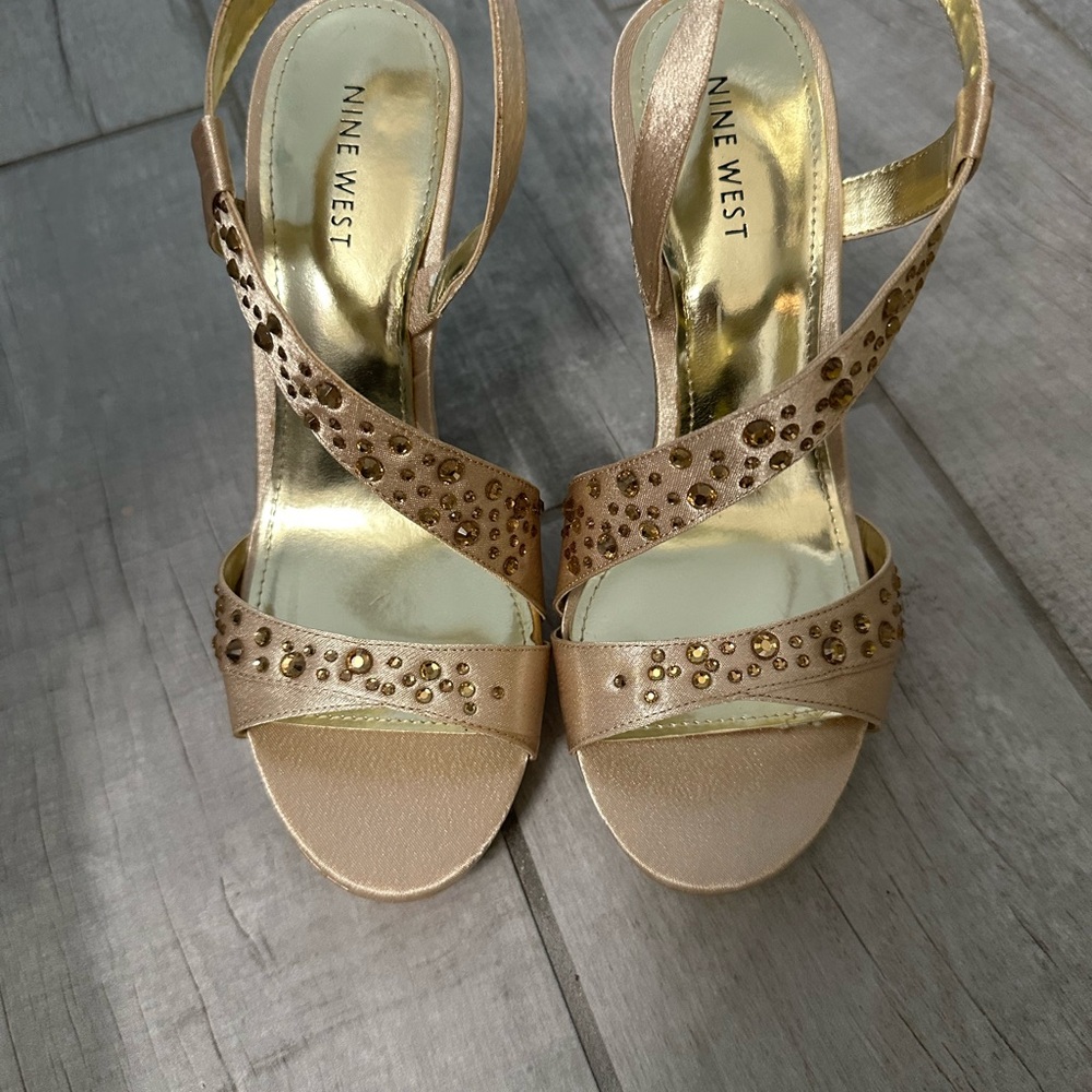 Nine West Metallic Strappy Heels